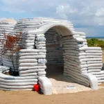 نمای یک خانه ابرخشتی در حال ساخت